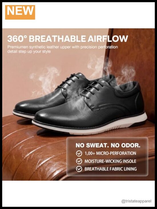 Men\'s Dress Sneakers Oxford Wingtip Breathable Comfortable Non Slip Work Wedding main image 4